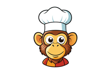 A monkey wearing a chef's hat vector art illustration.eps