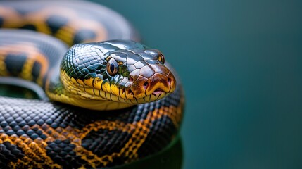 Fototapeta premium Wildlife encounter anaconda snake in its ecosystem amazon rainforest nature photography close-up view animal conservation