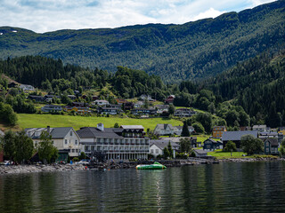 Fototapeta premium Hornindalsvatnet, Norway's deepest lake, located in Hornindal, Vestland, Norway