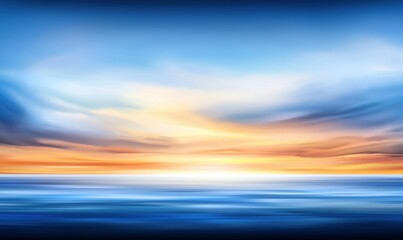 Fototapeta premium Vibrant ocean sunset with colorful clouds, ideal for travel or nature backgrounds