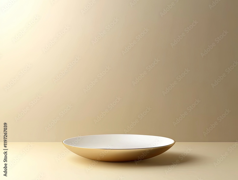 Poster 3d rendering of a podium scene with a white and gold background. a minimal mockup for a product disp