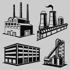 factory line art silhouette design art and illustration