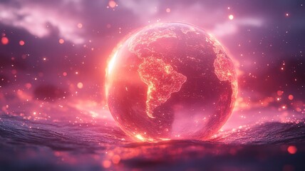 Vibrant Globe with Fiery Red and Orange Colors