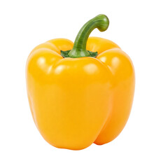 Single Yellow Bell Pepper Glossy and Detailed Isolated on White Background