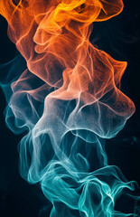 Fototapeta premium A digital art wallpaper featuring an abstract composition of flowing, wavy lines in vibrant colors like orange and teal against a dark background