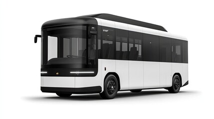 Electric Bus, City Transport, White, Modern Design, Studio Shot, Clean Energy