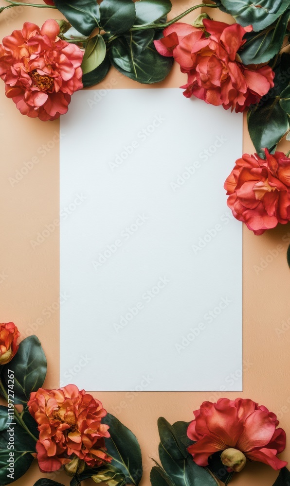 Fototapete elegant floral arrangement with empty copy space for designing personalized messages and invitations