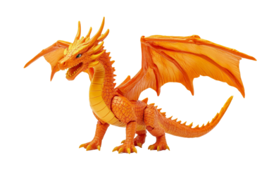 Toy Dragon in Orange isolated on transparent Background