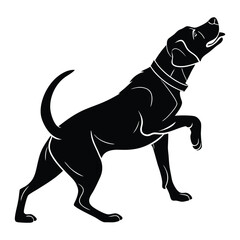 Labrador Retriever Silhouette Vector Illustration, Labrador Retriever Dog in Play Bow isolated on white background