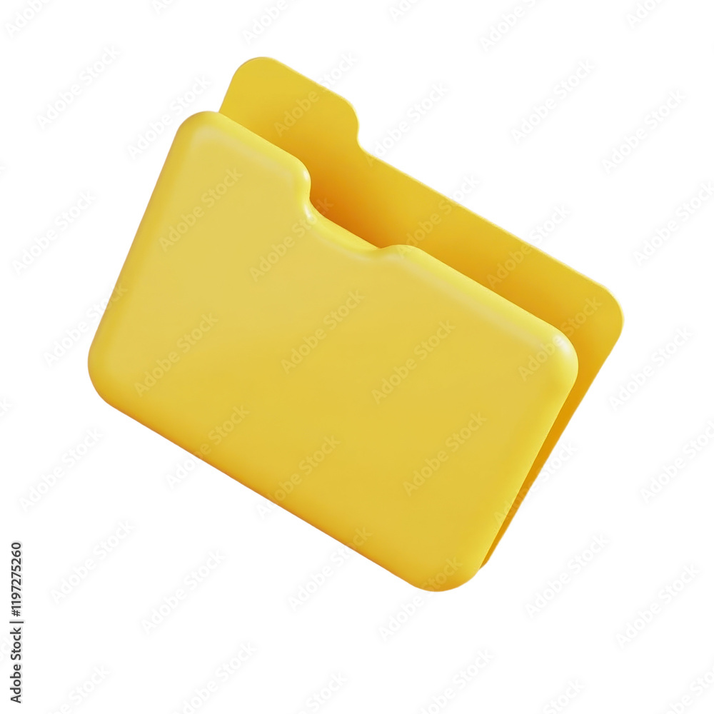 Poster 3d render of a yellow file folder
