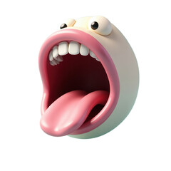 playful cartoon character with wide-open mouth and tongue out