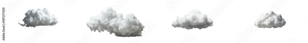 Poster a soft cloudscape ozone 3d render in png format, featuring a realistic cutout style and transparent 