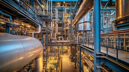 A detailed view of the industrial boiler's construction and piping, showcasing the engineering required for a petrochemical facility.