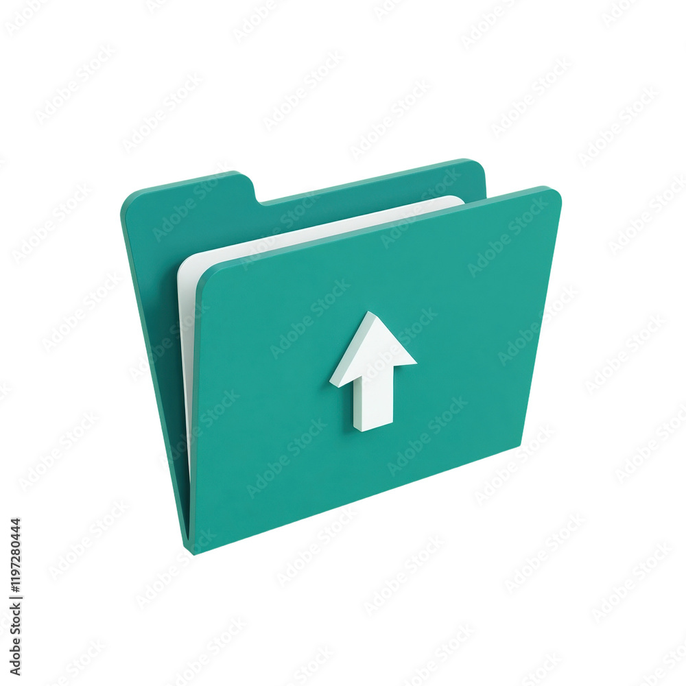 Poster 3d render of a teal upload folder