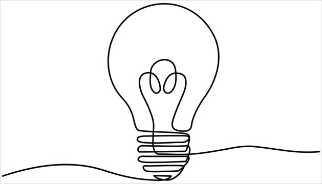recommend clip art: Light bulb continuous one line drawing illustration. Concept of idea emergence