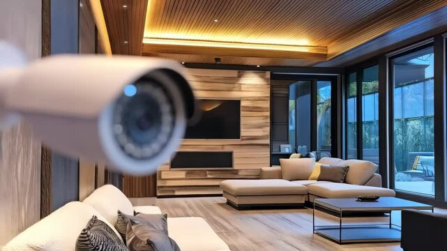 modern security camera in modern living room