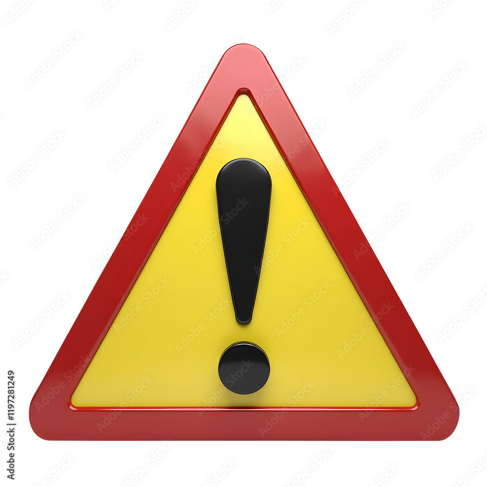 Poster urgent alert! a striking 3d rendering of a yellow and red triangular warning sign, featuring a bold 