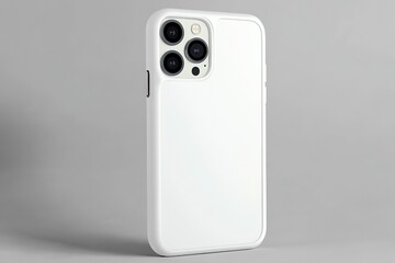 Modern White Phone Case Mockup with Multiple Camera Lenses