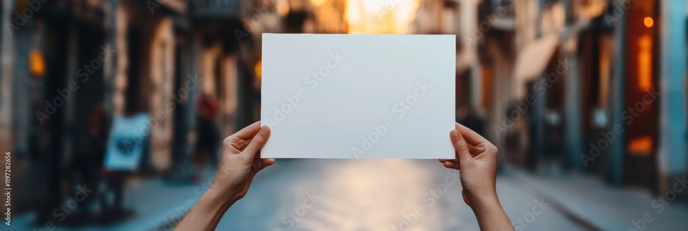 Fototapete Blank space for creative text display in an urban setting during golden hour. Generative AI