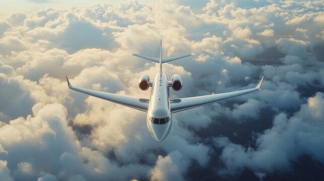 Luxury Private Jet Soaring Above Cloudscape