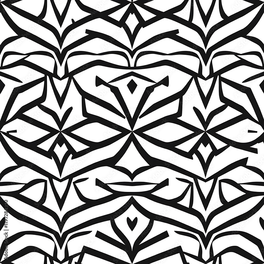 Poster geometric black and white pattern: a captivating abstract pattern featuring bold black lines forming
