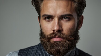 Obraz premium Portrait of a fashion beauty bearded man