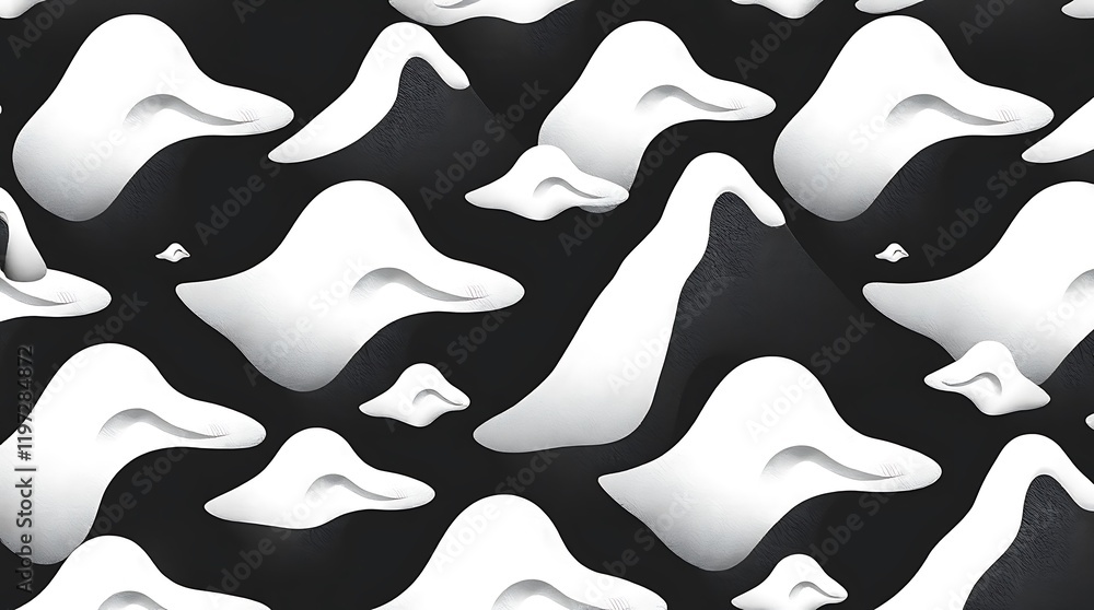 Poster abstract mountain range pattern: a seamless pattern of stylized, minimalist mountains in monochrome,