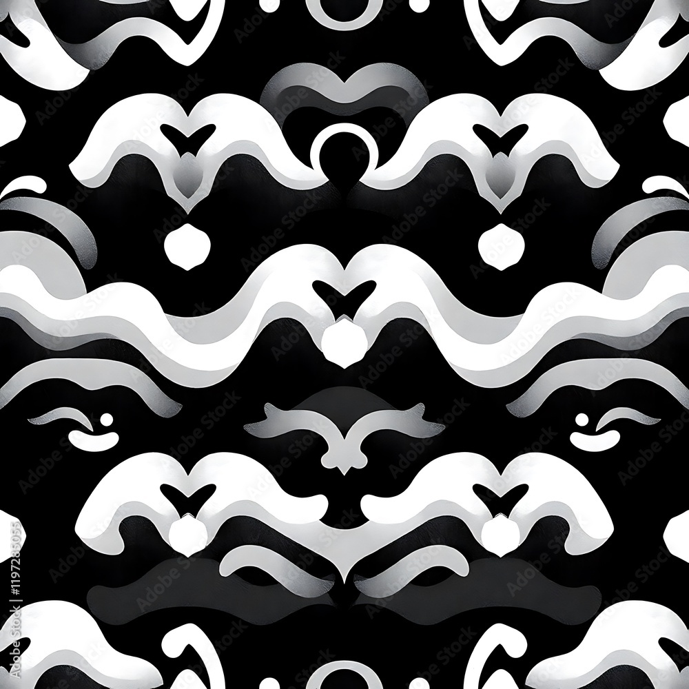 Poster abstract monochrome waves: an mesmerizing pattern of dynamic, flowing waves in black and white, crea