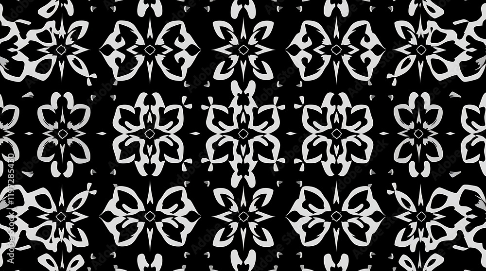 Poster monochromatic floral pattern: a seamless pattern featuring a repeating design of stylized monochrome