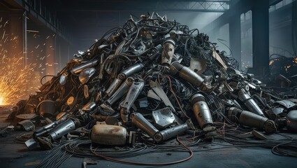 the robot that no one wants, sparks from a grinder