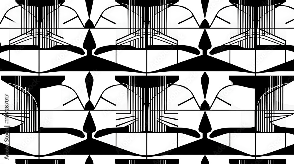 Aufkleber abstract geometric pattern: an intricate pattern of black and white geometric shapes creates a mesme