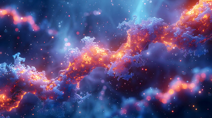 Naklejka premium Abstract Cosmic Background with Colorful Waves and Twinkling Stars