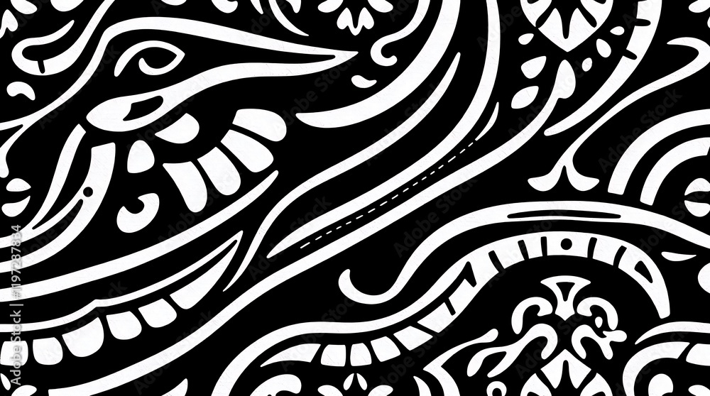 Poster abstract black and white pattern: a captivating seamless pattern featuring bold black and white abst