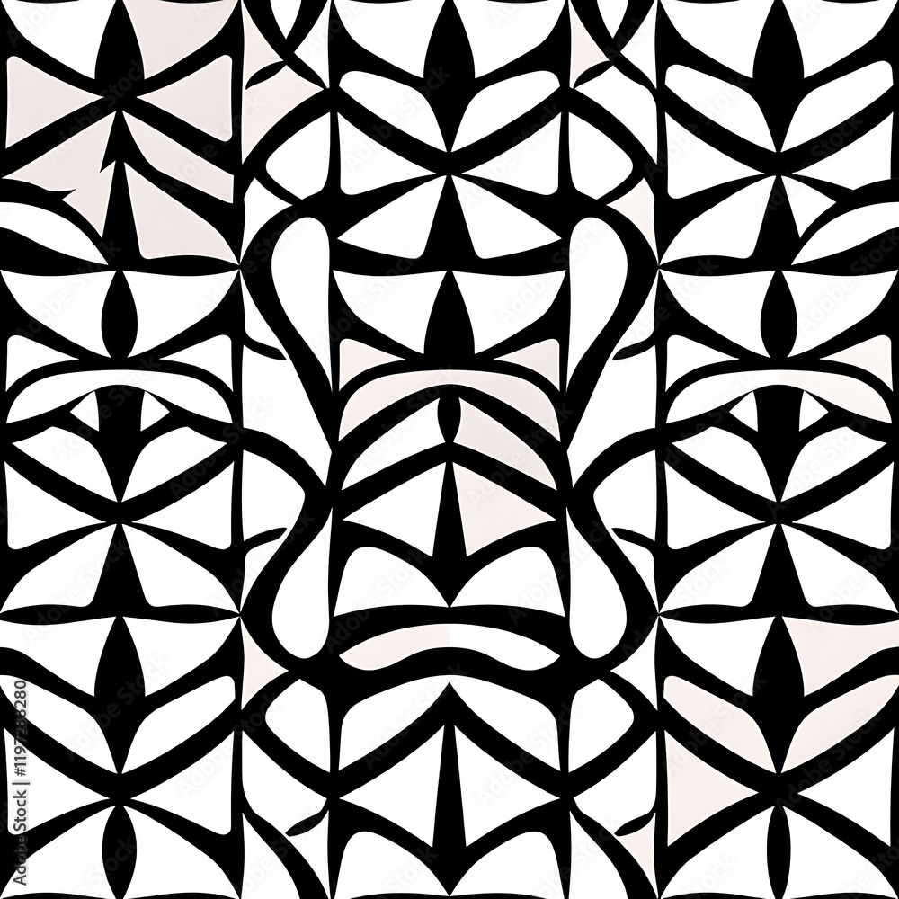 Aufkleber monochromatic geometric pattern: a striking, seamless pattern featuring a bold, black and white geom