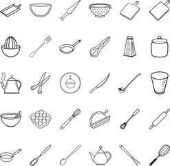 Kitchen Utensils Icons Cooking Tools, Baking Supplies, and More