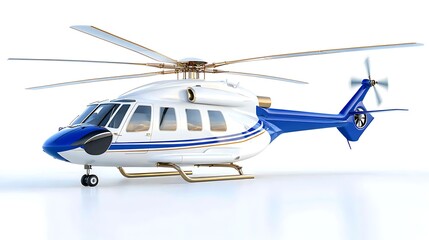 Luxury Blue and White Helicopter  Aerial Transport