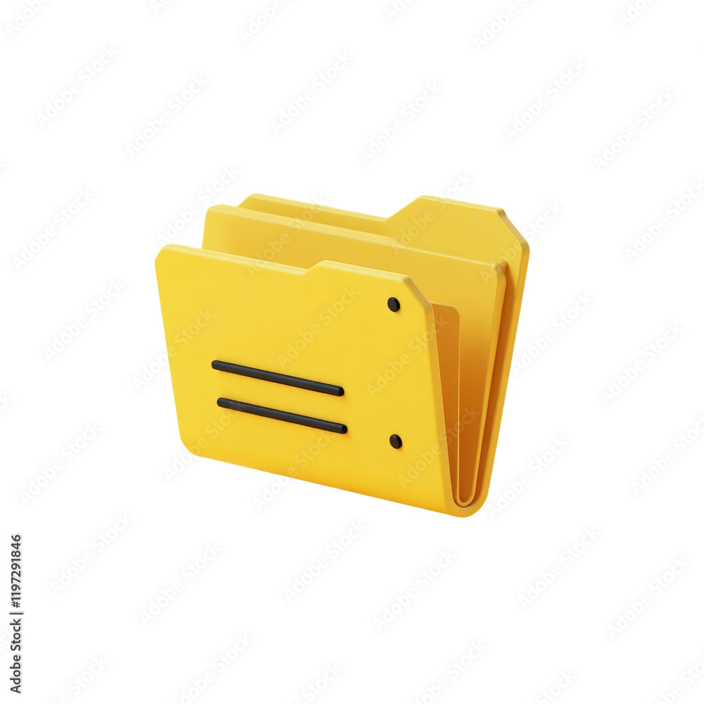 Aufkleber 3d render of a yellow file folder