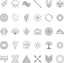 Bohemian Minimalist Line Art Icons Nature, Geometry, and Spirituality