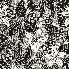 Obraz premium seamless unique black and white floral background