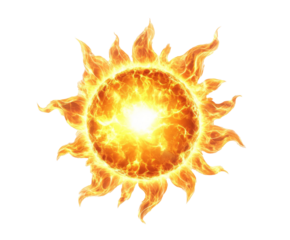 Fiery Sun: A Visual Representation of Solar Energy , isolated on white background PNG