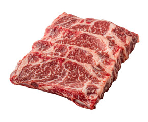 Fototapeta premium Premium Raw Beef Steaks, Exquisite Marbling, Ready to Cook , isolated on white background PNG