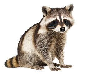 Majestic Raccoon Portrait - A captivating image of a raccoon , isolated on white background PNG