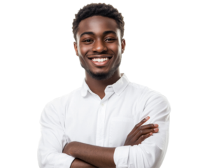 Confident and Happy Man Portrait.  A Professional Business Style.  A Smiling Man. , isolated on white background PNG