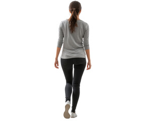 Stylish Woman Walking Away - Trendy Casual Fashion , isolated on white background PNG