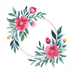 Delicate Floral Wreath Design in Pink and Peach Tones