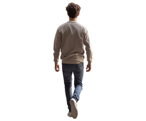 Man Walking Away - Back View - Casual Style , isolated on white background PNG