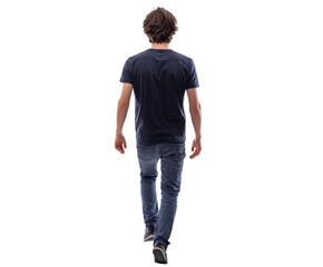 Stylish Man Walking Away - Back View Portrait , isolated on white background PNG