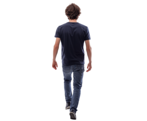 Stylish Man Walking Away - Back View Portrait , isolated on white background PNG