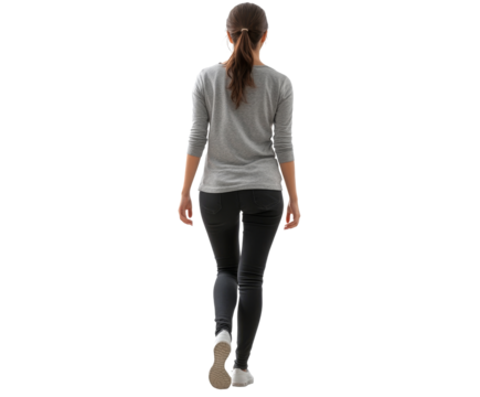 Stylish Woman Walking Away - Trendy Casual Fashion , isolated on white background PNG