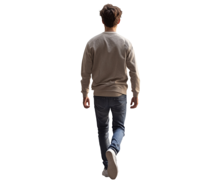 Man Walking Away - Back View - Casual Style , isolated on white background PNG